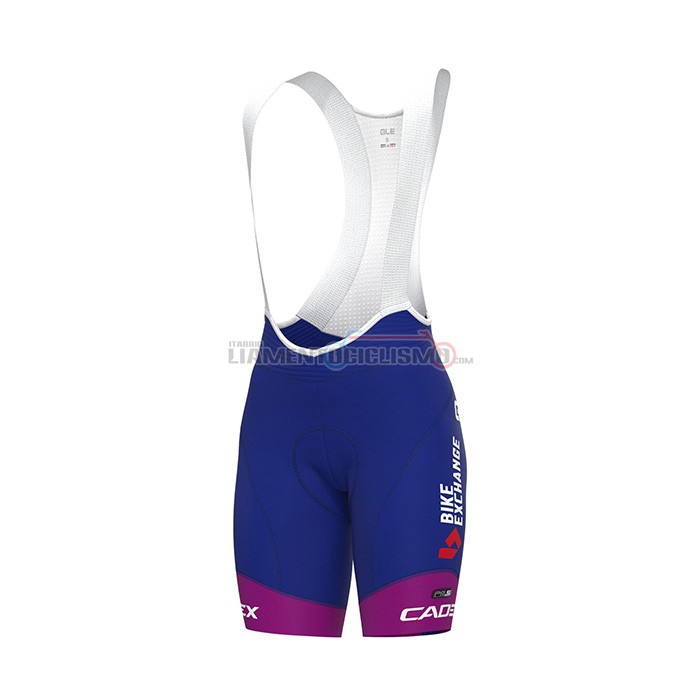 Abbigliamento Ciclismo Donne Bike Exchange Manica Corta 2022 Blu Viola